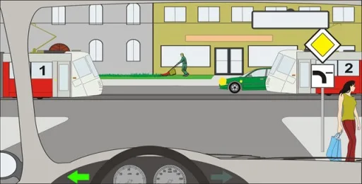 Ilustrace k otázce: Jako první projede křižovatkou:
