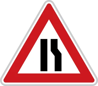 Dopravní značka A 6b – Zúžená vozovka z jedné strany