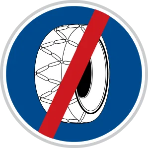 Dopravní značka C 5b – Sněhové řetězy - konec