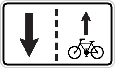 Dopravní značka E 12b – Vjezd cyklistů v protisměru povolen