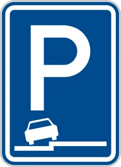 Dopravní značka IP 11g – Parkoviště částečné stání na chodníku podélné