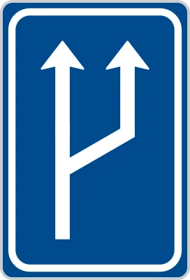 Dopravní značka IP 18a – Zvýšení počtu jízdních pruhů