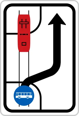 Dopravní značka IP 23c – Sjíždění vozidel veřejné hromadné dopravy osob z tramvajového pásu