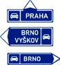 Dopravní značka IS 2abc – Směrová tabule pro příjezd k silnici pro motorová vozidla