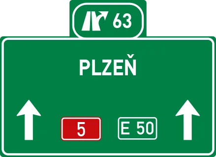 Dopravní značka IS 6e – Směrová návěst pro směr přímo