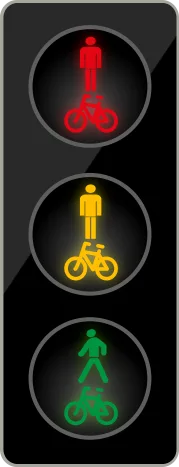 Dopravní značka S 11 – Tříbarevná soustava se signály pro chodce a cyklisty